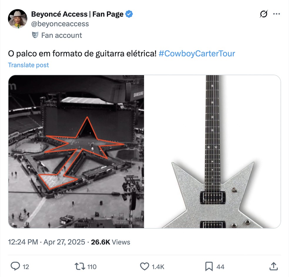 Fãs especulam informações sobre a nova turnê de Beyoncé — Foto: Reprodução/X