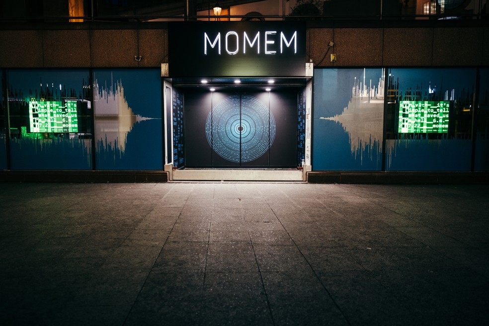 Fachada do Museu de Moderna Música Eletrônica em Frankfurt, o MOMEM NYT — Foto:         